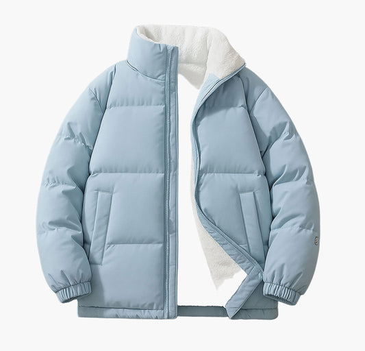 Men’s Reversible Jacket – Matte Windproof Coat with Soft Furry Lining