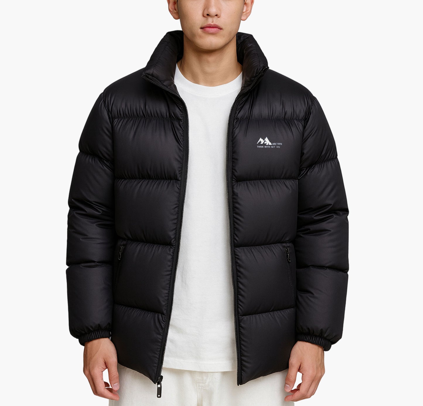 Men’s Glossy Short Winter Jacket – Thickened Stand-Collar Casual Coat