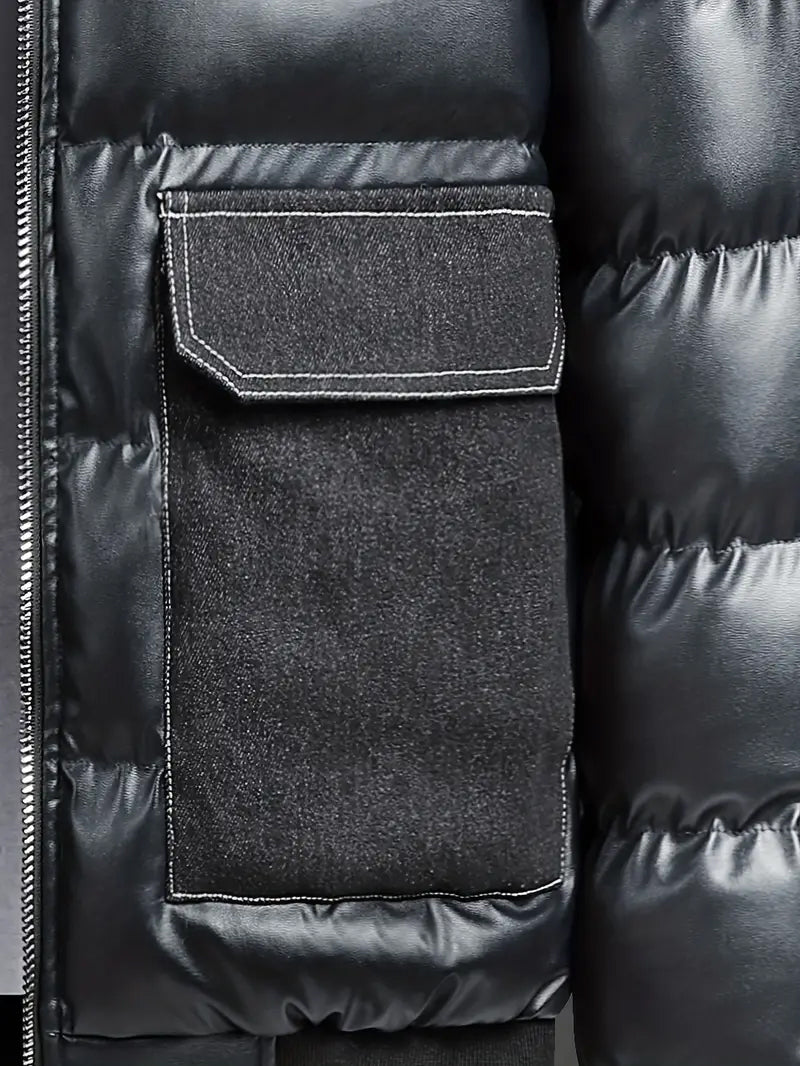 Men’s Heavy-Duty Winter Jacket – Stand-Collar Full-Zip Outdoor Coat