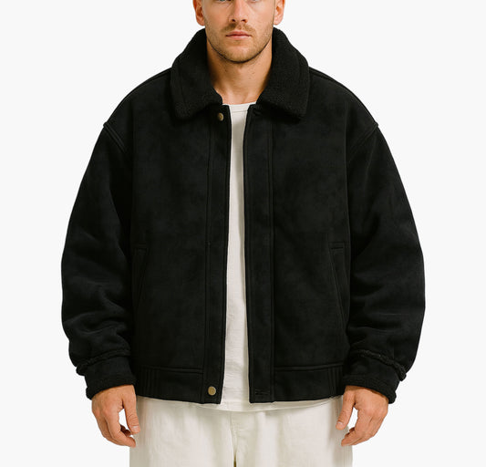 Men’s Fleece Winter Jacket – Windproof Thick Zip-Up Coat