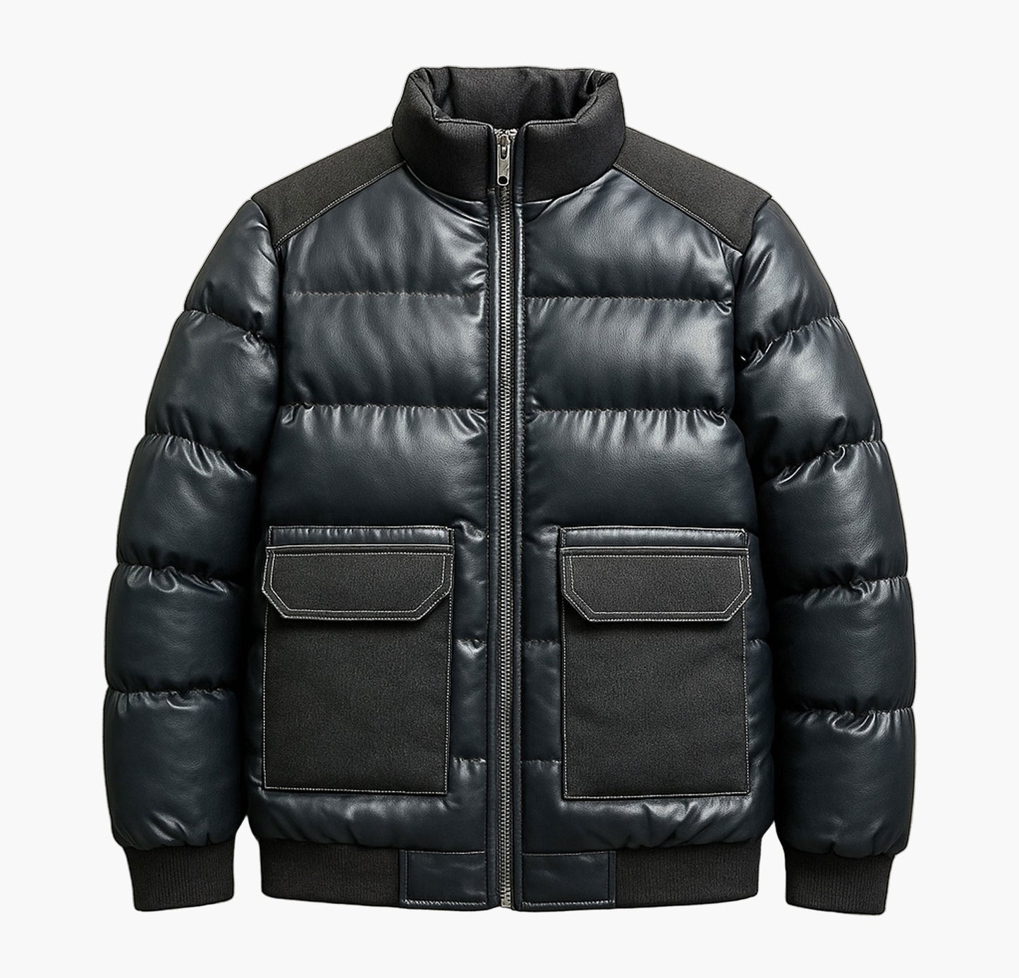 Men’s Heavy-Duty Winter Jacket – Stand-Collar Full-Zip Outdoor Coat