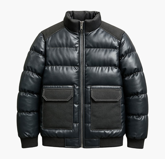 Men’s Heavy-Duty Winter Jacket – Stand-Collar Full-Zip Outdoor Coat