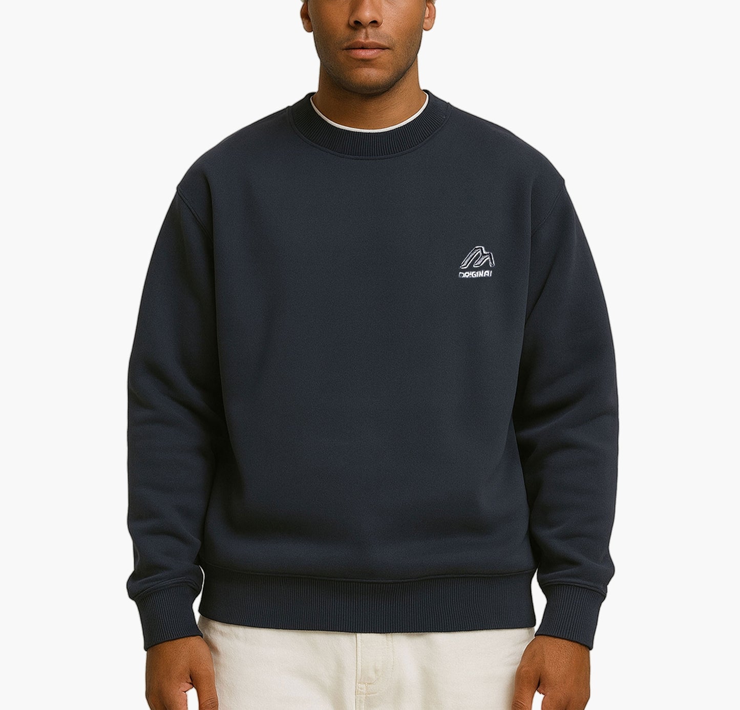 Men’s Heavyweight Sweatshirt – Thermal Crewneck Pullover with Chest Detail