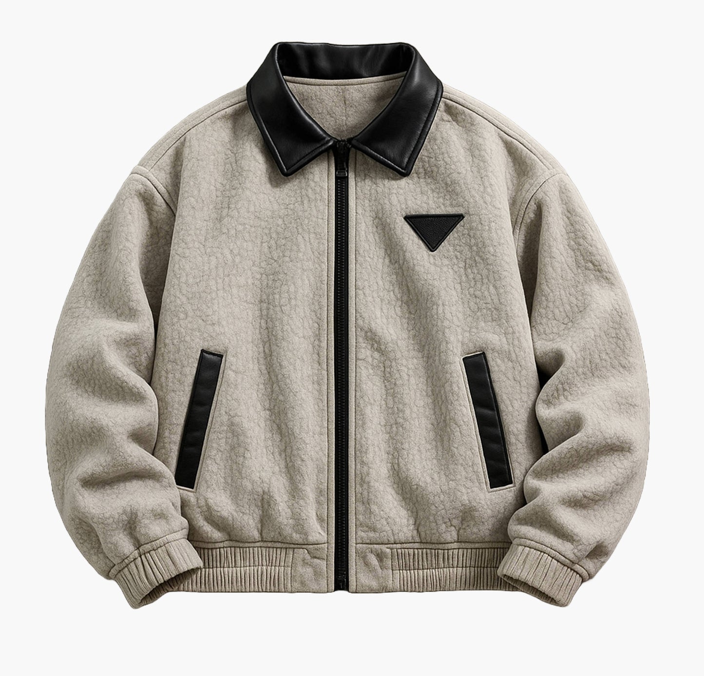 Men’s Casual Hooded Jacket – Embroidered Patch Softshell Zip-Up