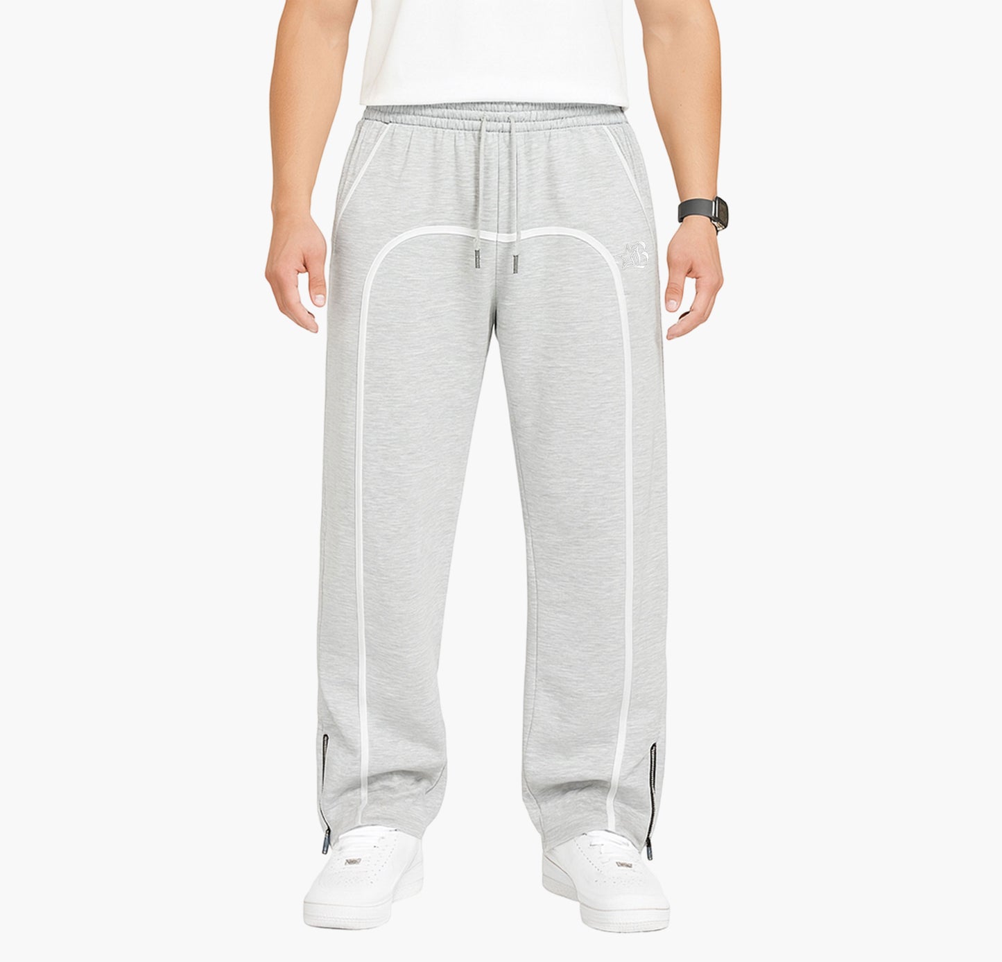 Men’s Black Athletic Jogger Pants – Loose Fit Knit Trousers with White Stripe