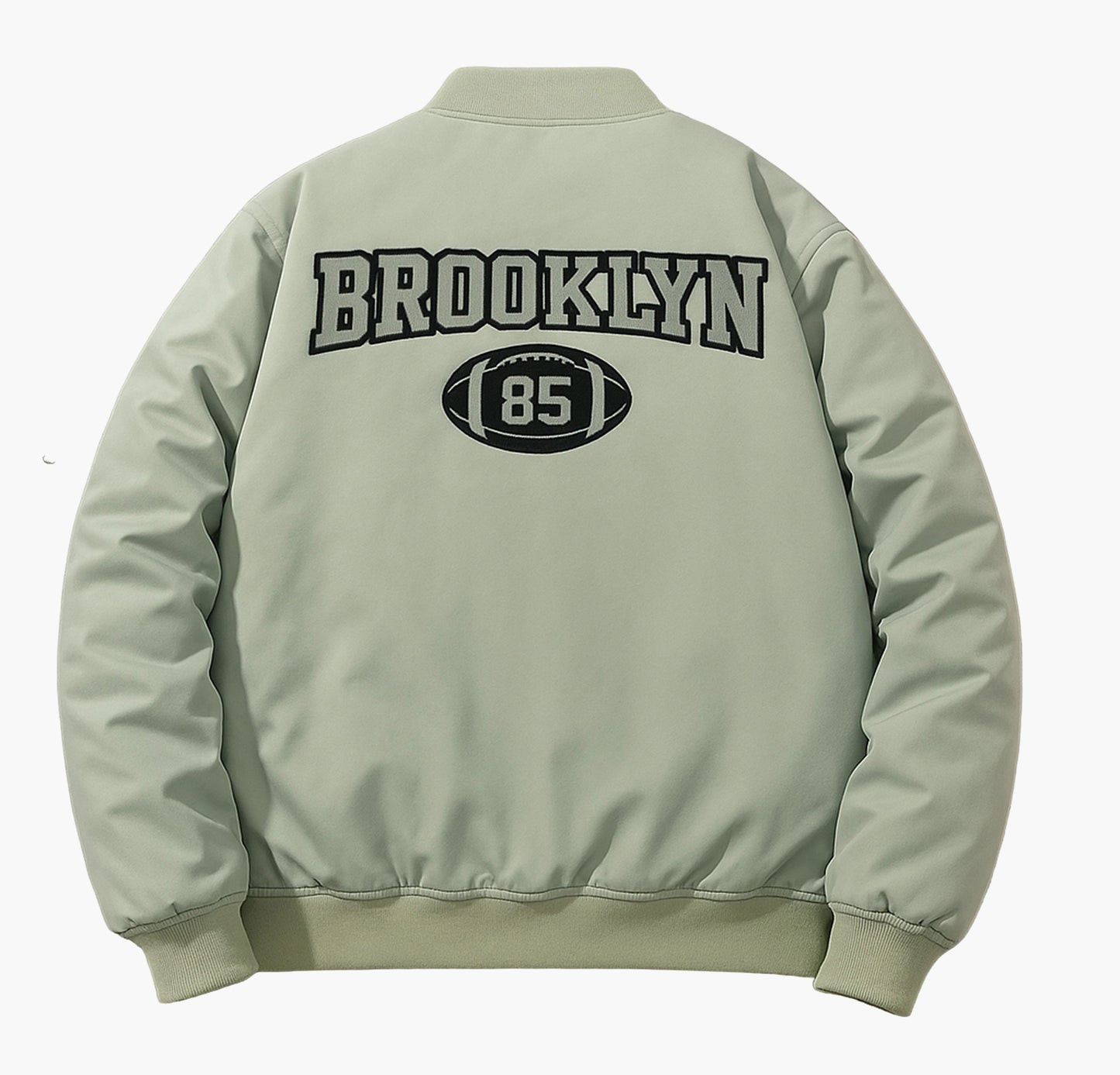 Men’s Black Baseball Jacket – Casual Zip-Up with New York Letter Print