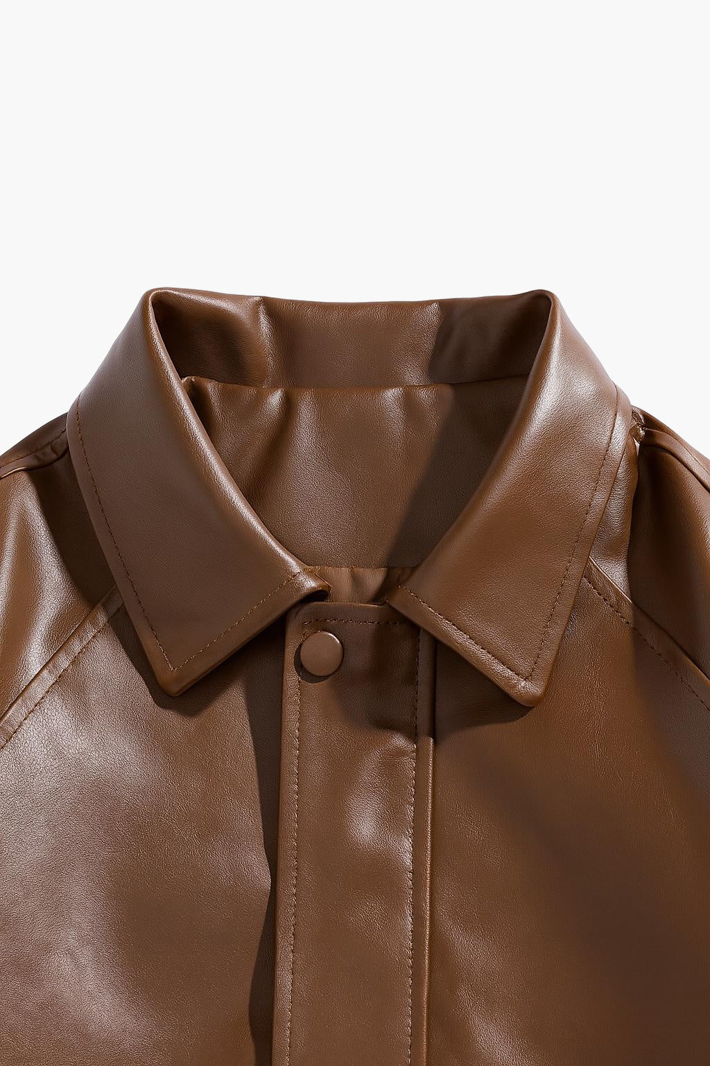 Men’s Glossy PU Jacket – Zip-Up Lapel Collar Outerwear