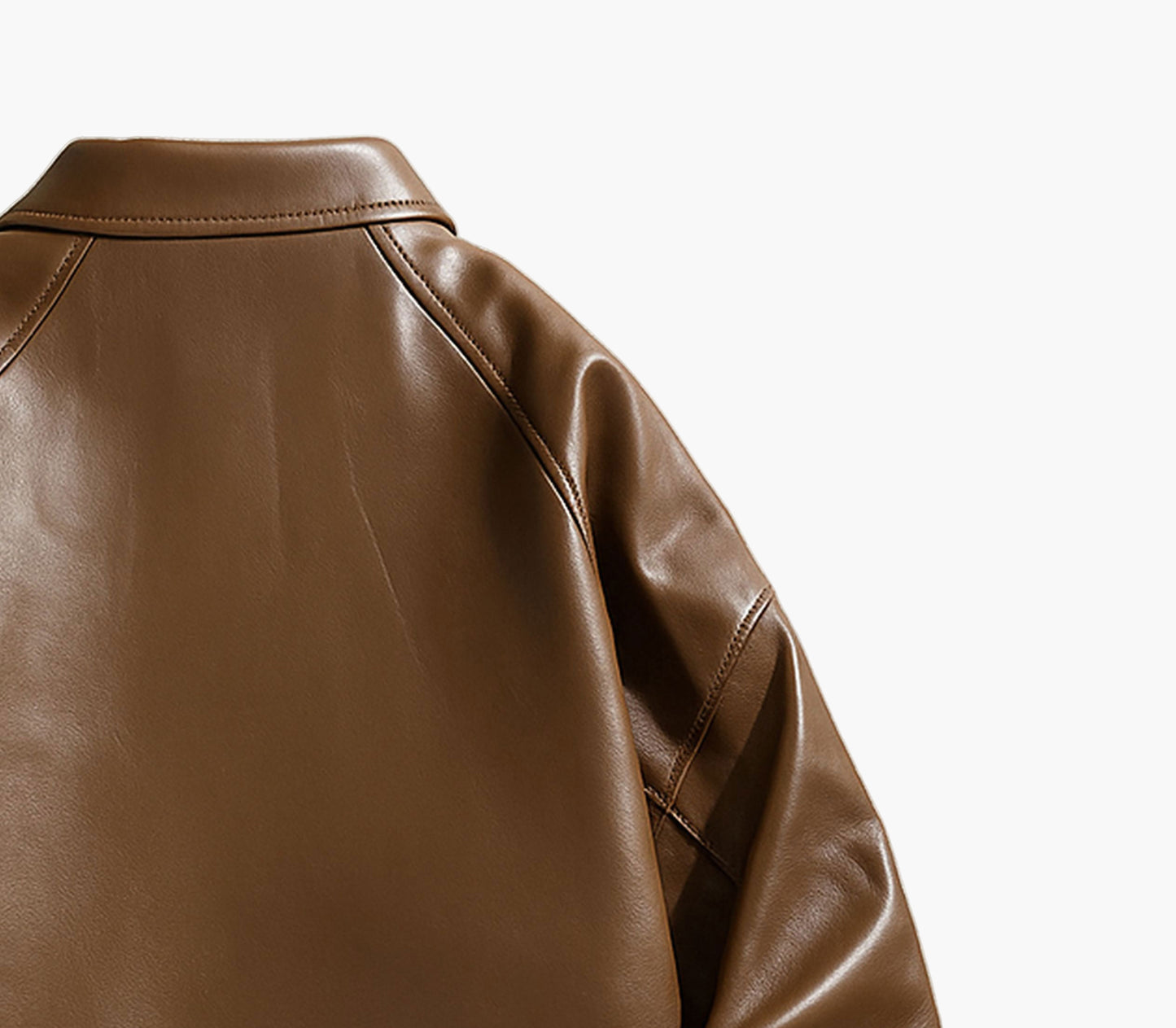 Men’s Glossy PU Jacket – Zip-Up Lapel Collar Outerwear