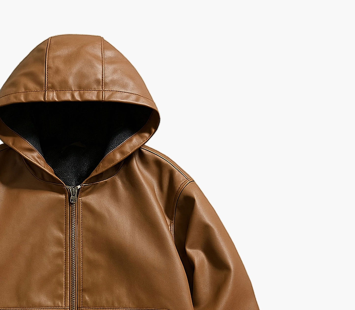 Men’s Brown Hooded Jacket – Casual Loose Fit Zip-Up Windbreaker with Pockets