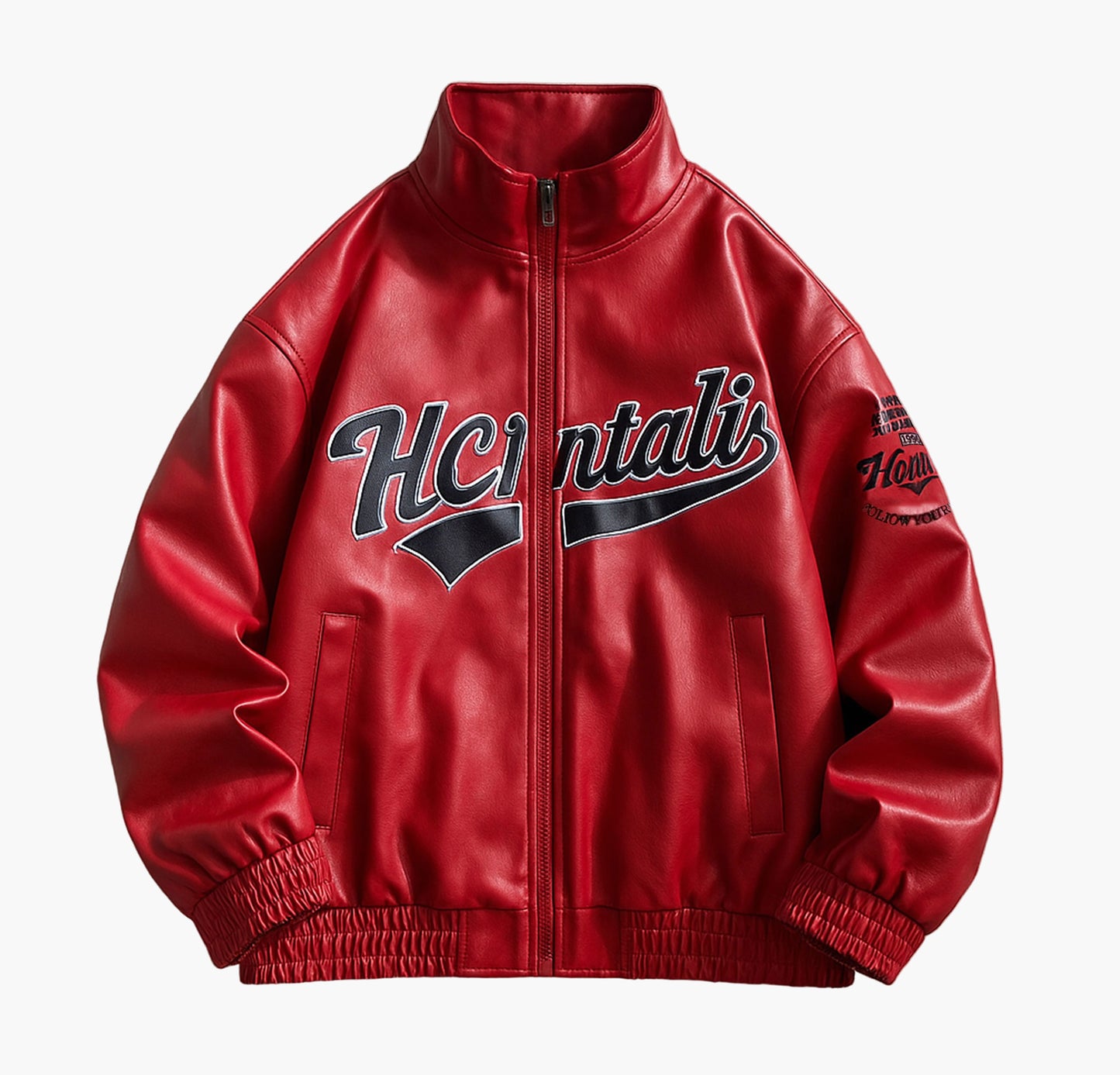 Men’s Retro Baseball Jacket – Vintage Letter Print Zip-Up Outerwear