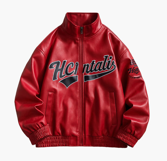 Men’s Retro Baseball Jacket – Vintage Letter Print Zip-Up Outerwear