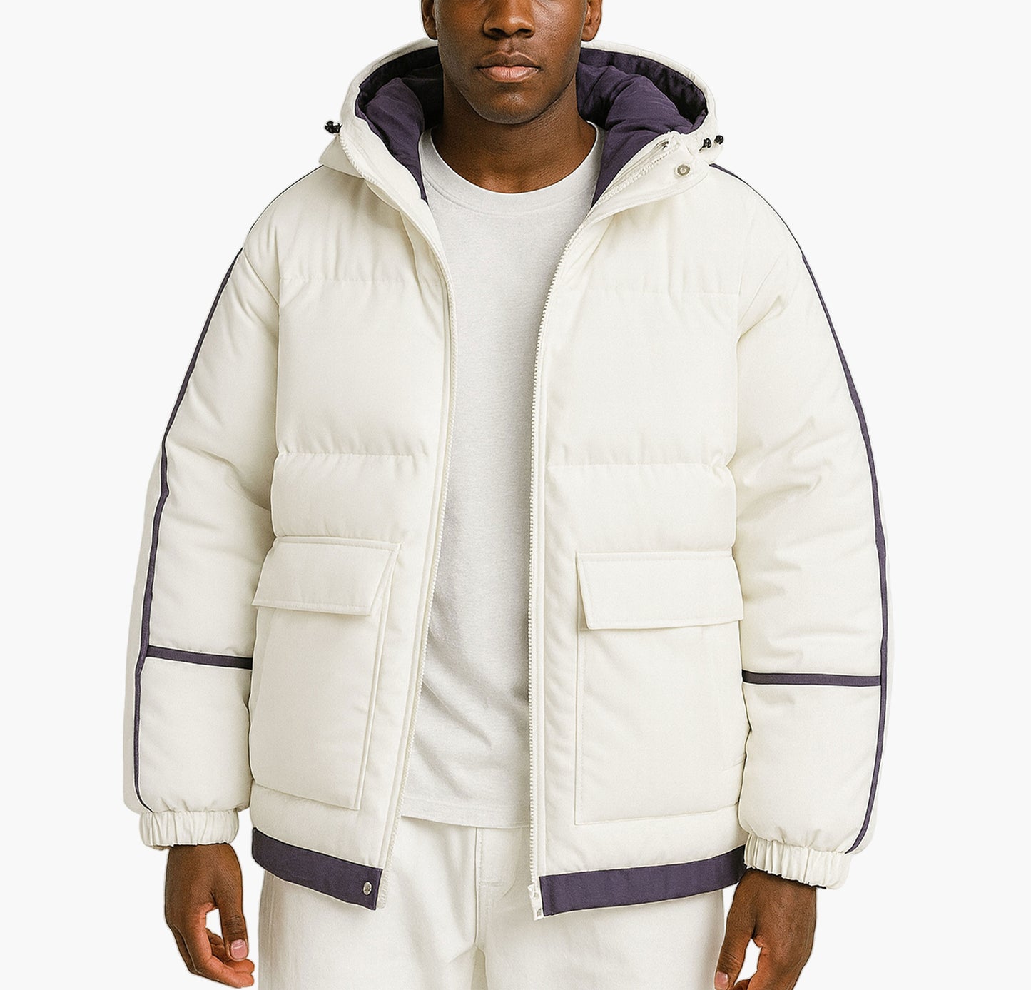 Men’s Heavy-Duty Winter Jacket – Hooded Full-Zip Coat for Outdoor Activities