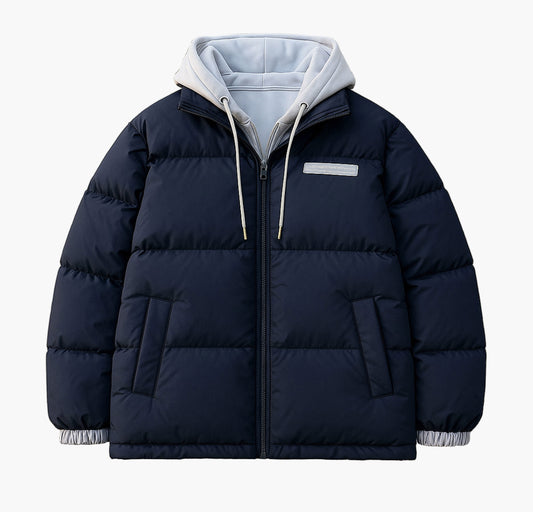 Men’s Two-in-One Hooded Jacket – Loose-Fit Full-Zip Streetwear Coat