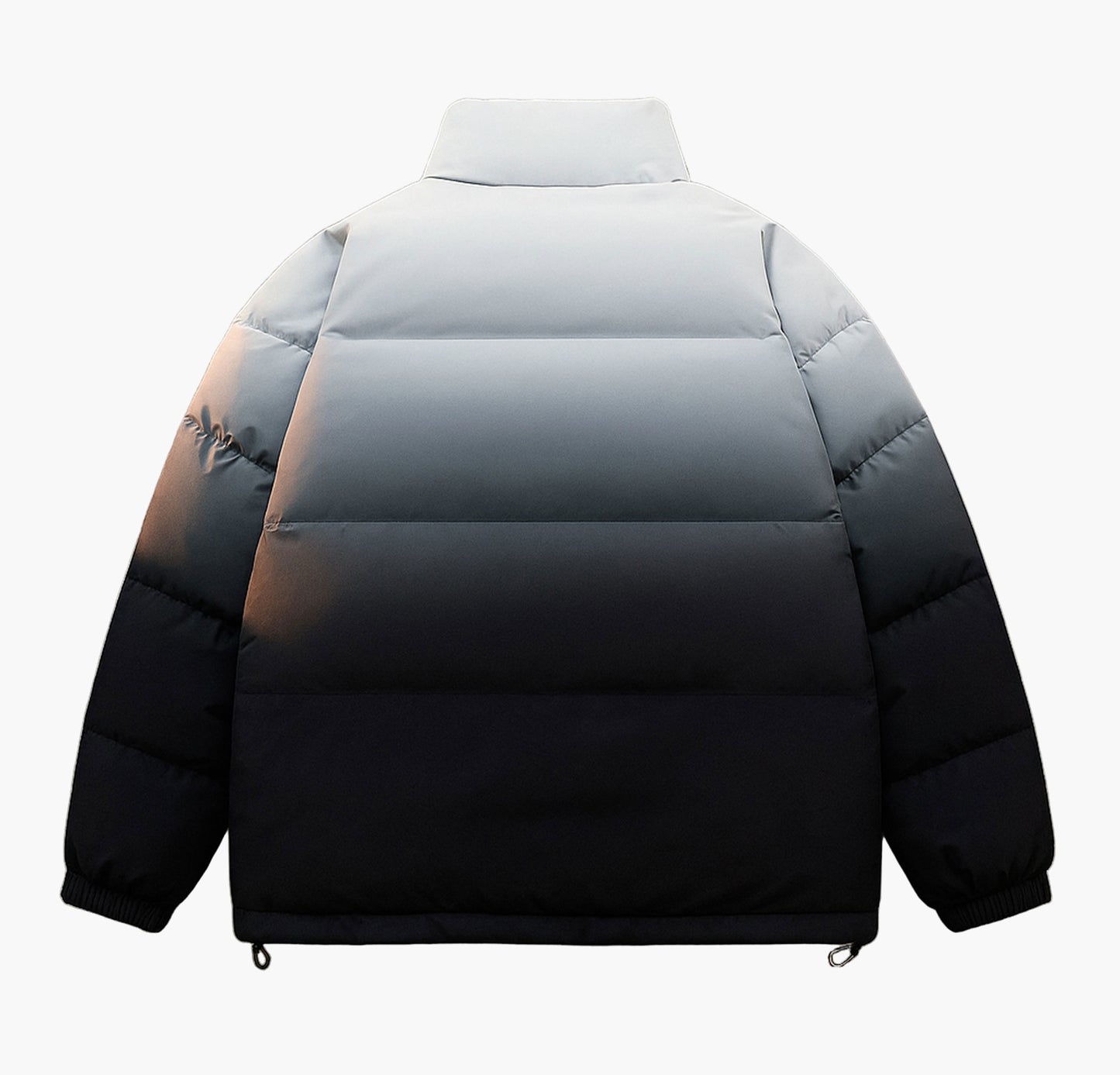 Men’s Two-Tone Winter Jacket – Light Blue & White Thick Zip-Up Coat