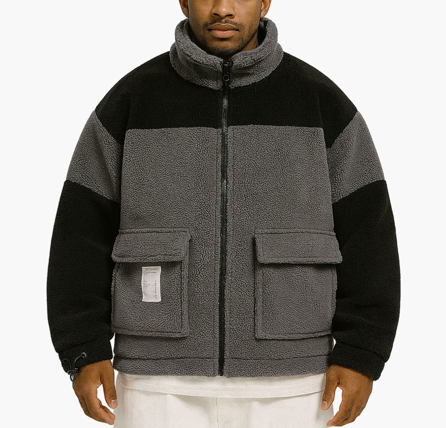 Men’s Fleece-Lined Bomber Jacket – Thick Winter Stand Collar Coat