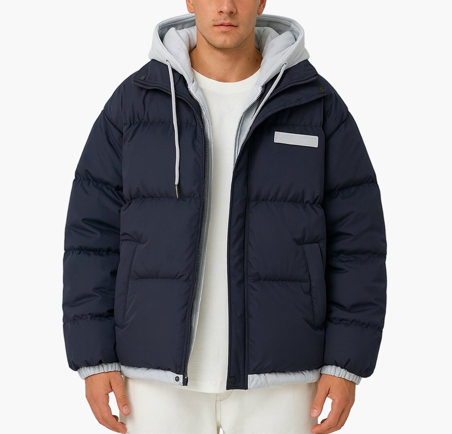 Men’s Two-in-One Hooded Jacket – Loose-Fit Full-Zip Streetwear Coat