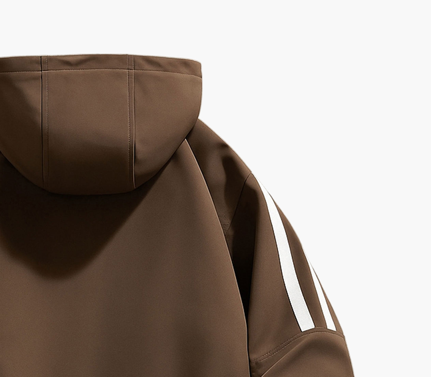 Men’s Heavy-Duty Windproof Hooded Jacket – Brown with White Stripes