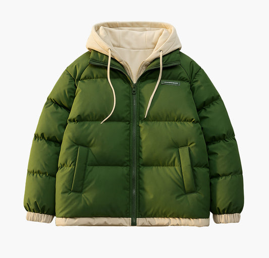 Men’s Two-in-One Hooded Jacket – Loose-Fit Full-Zip Urban Outdoor Coat