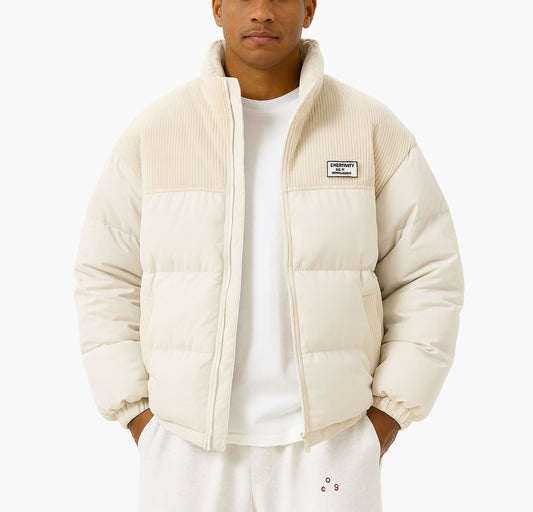 Men’s Pink Puffer Jacket – Insulated Winter Coat with Stand Collar & Pockets