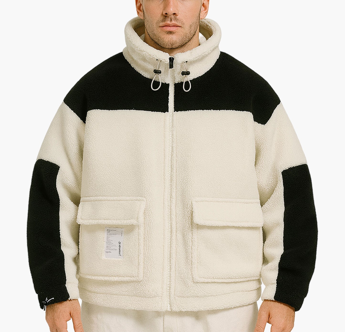 Men’s Fleece-Lined Bomber Jacket – Thick Winter Stand Collar Coat