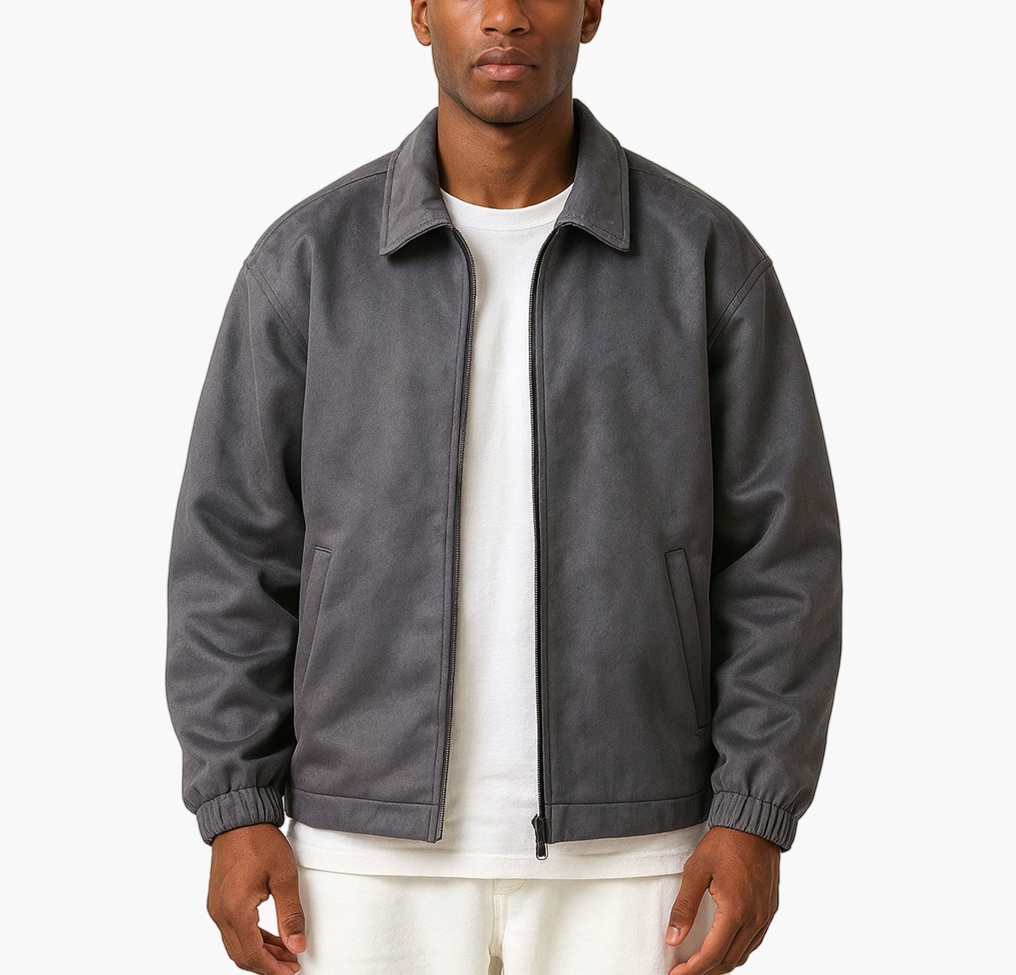 Men’s Softshell Jacket – Casual Stand Collar Zip-Up Coat