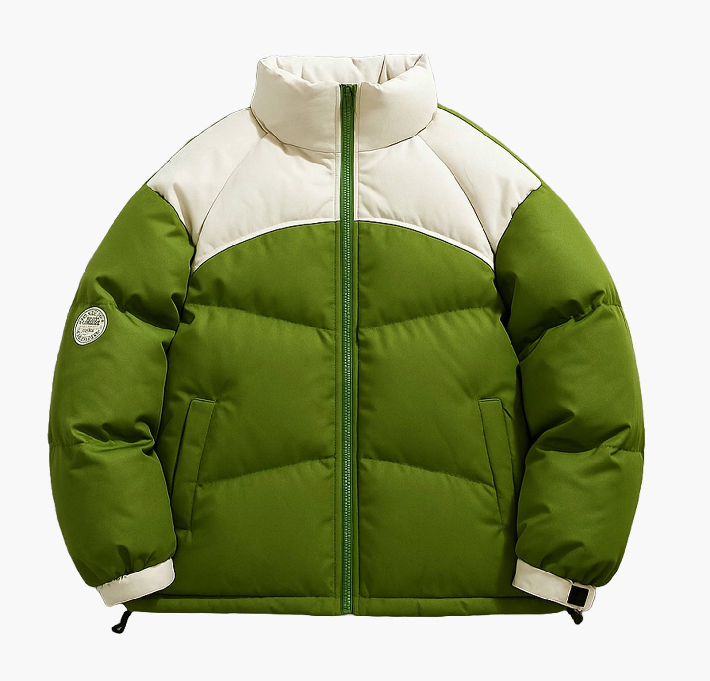 Men’s Winter Warm Jacket – Stand Collar Color Block Zip-Up Coat