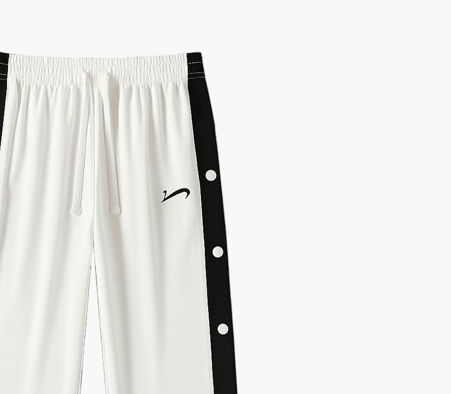 Men’s White Basketball Pants – Wide Leg Joggers with Drawstring & Zipper Pockets