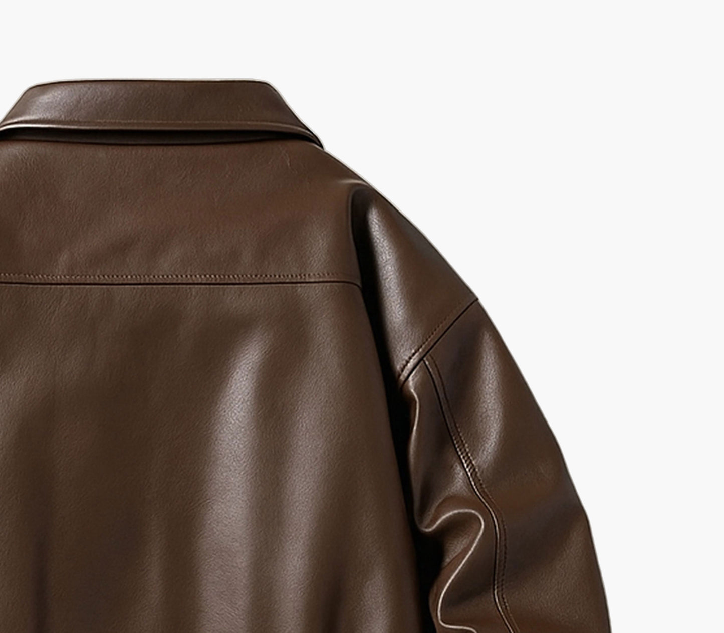 Unisex Faux Leather Bomber Jacket – Casual Loose Fit with Zip-Up Front