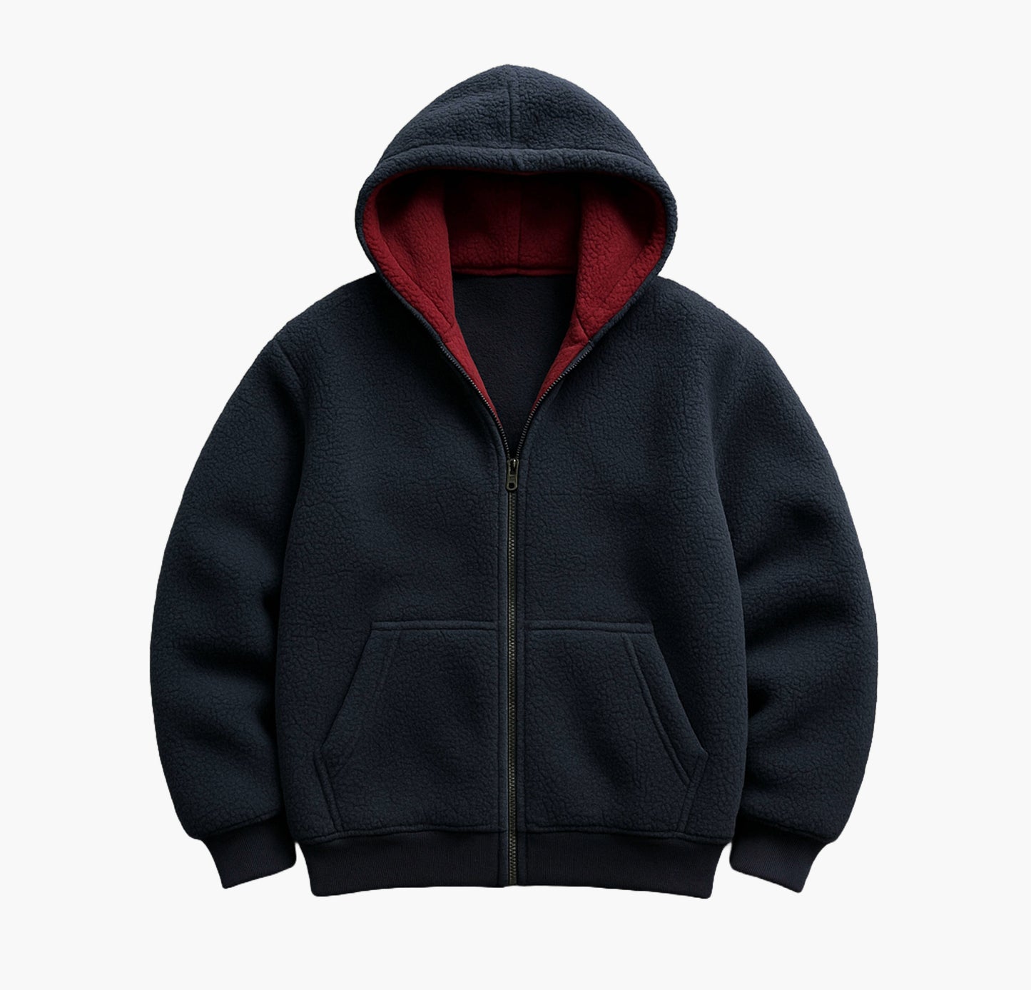 Men’s Fleece-Lined Hooded Jacket – Soft Plush Zip-Up Coat