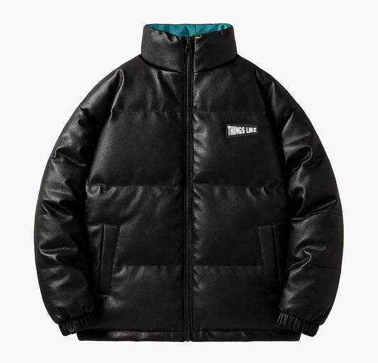 Unisex PU Jacket – Short-Length Winter Zip-Up Outerwear