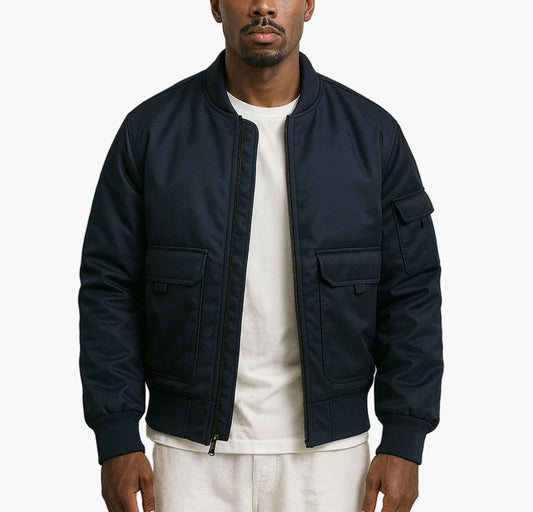 Men’s Heavy-Duty Bomber Jacket – Multi-Pocket Flight Style Outerwear