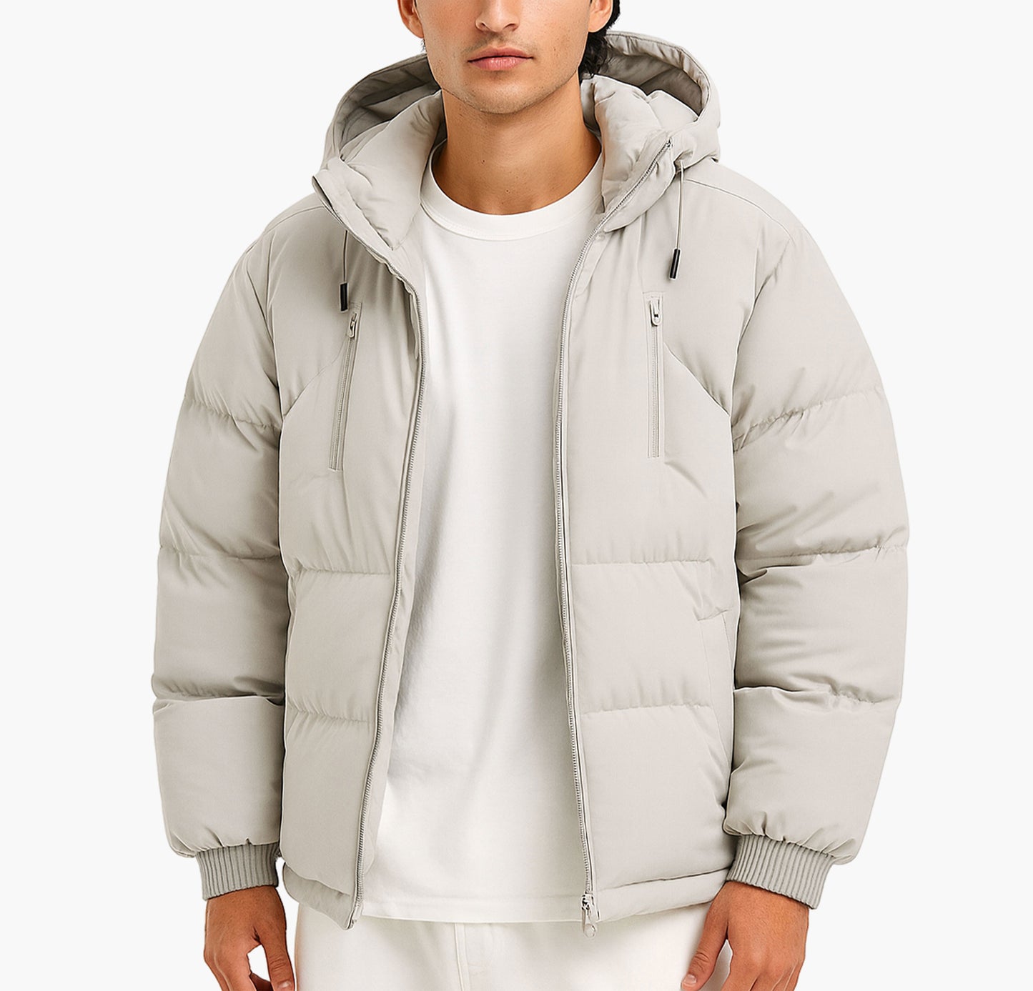 Unisex Cozy Puffer Jacket – Loose-Fit Minimalist Zip-Up Winter Coat