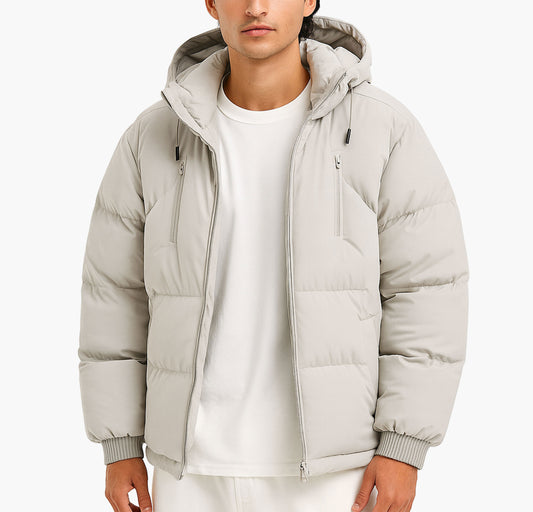 Unisex Cozy Puffer Jacket – Loose-Fit Minimalist Zip-Up Winter Coat