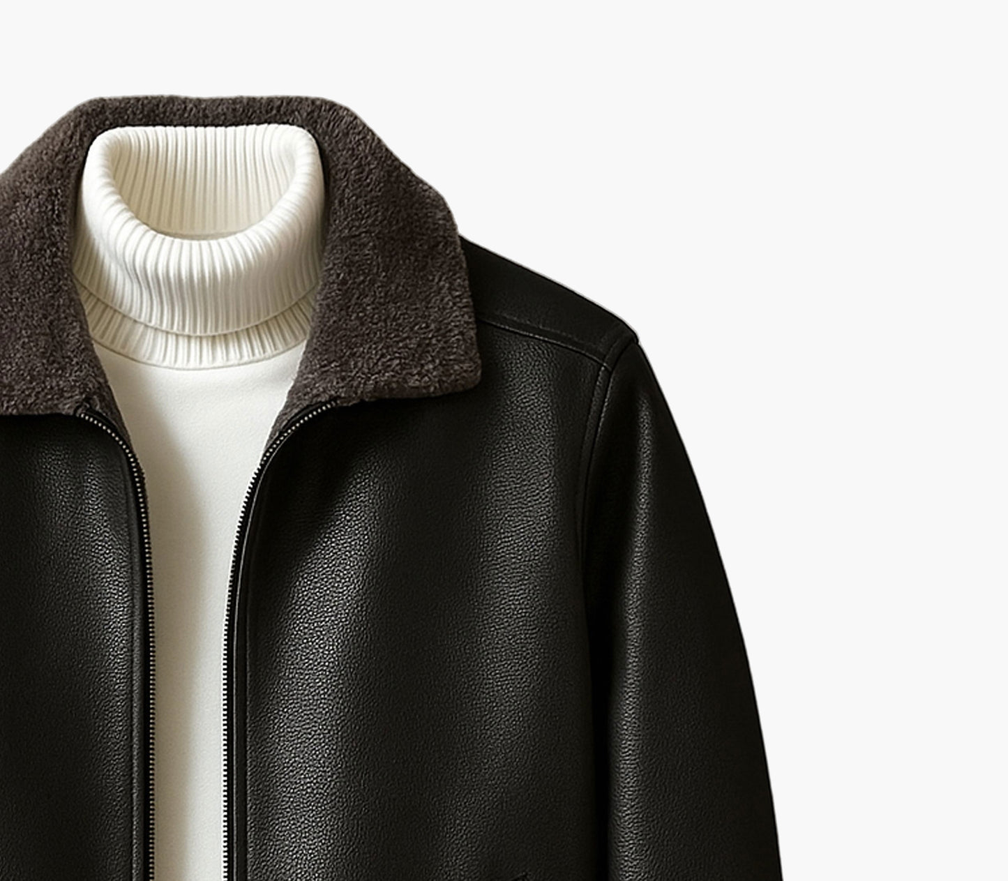 Men’s Casual Fleece-Lined Jacket – Zip-Up Lapel Collar Design