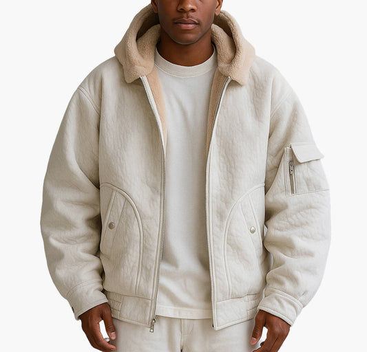 Men’s Fleece Jacket – Full-Zip Winter Coat with Fur Collar