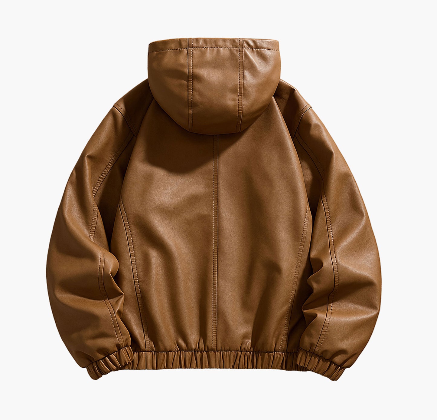 Men’s Brown Hooded Jacket – Casual Loose Fit Zip-Up Windbreaker with Pockets