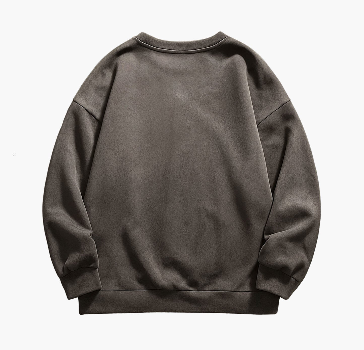 Men’s Fleece Sweatshirt – Brown Crew Neck Pullover with “TH” Letter Design