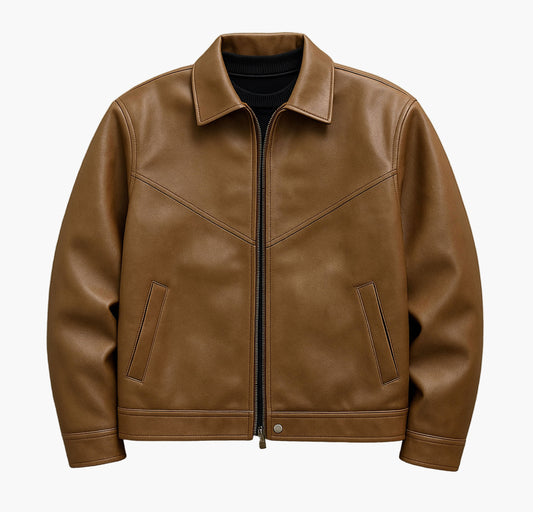 Men’s PU Leather Jacket – Slim-Fit Zip-Up Business Coat