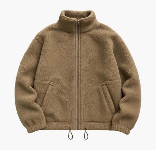 Men’s Reversible Winter Jacket – Sheepskin-Like Full-Zip Coat