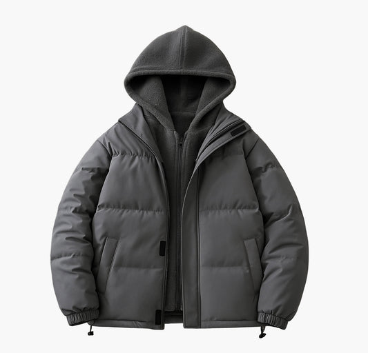 Men’s Hooded Jacket with Detachable Inner Layer – Lightweight Insulated Coat