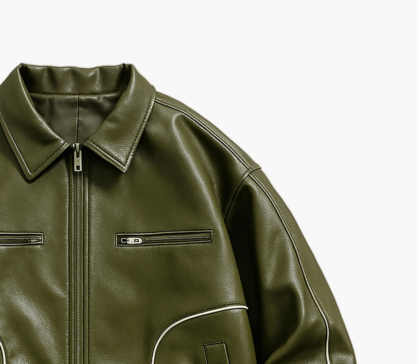 Men’s Stylish Windproof PU Jacket – Black with White Stripes