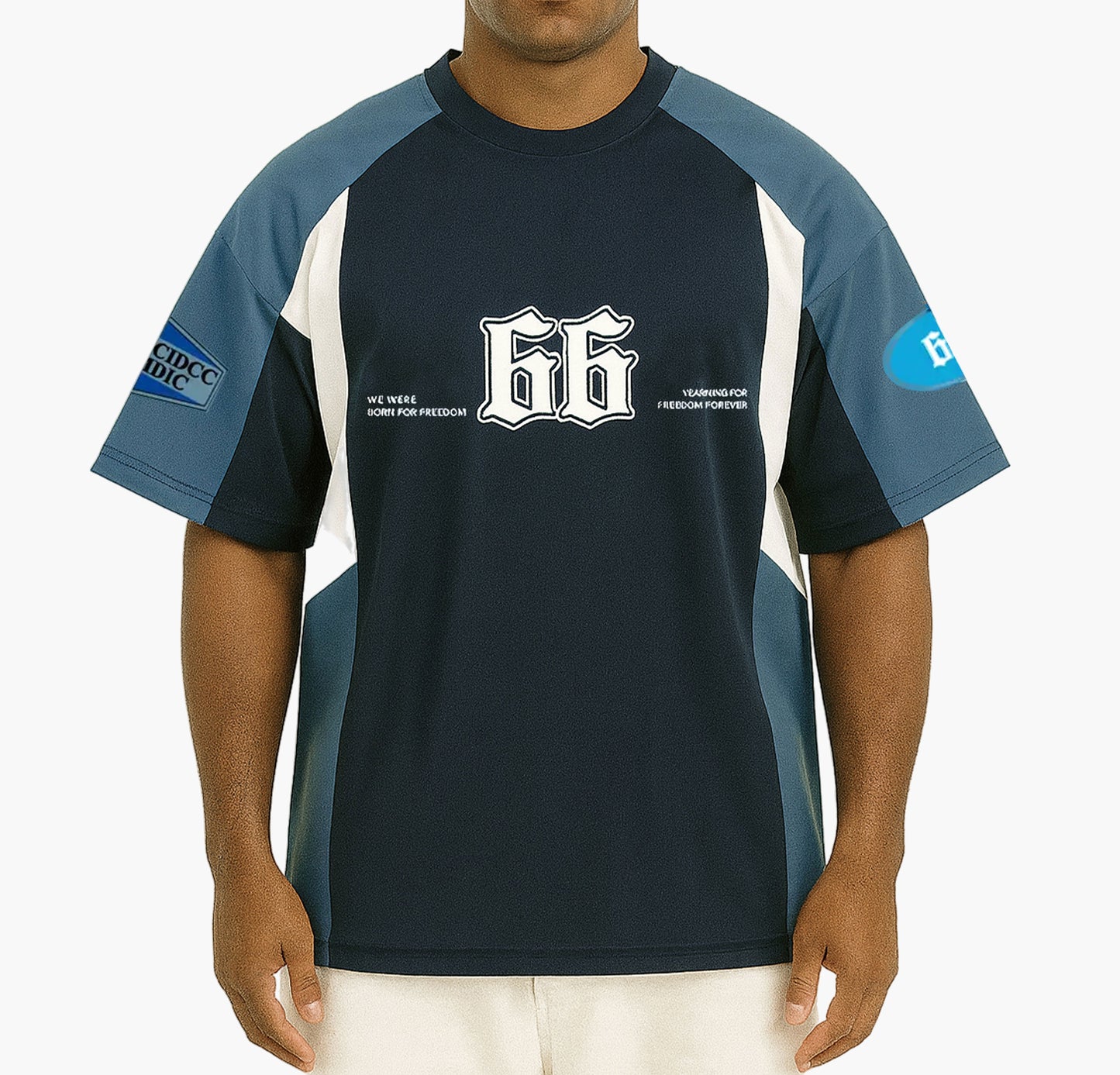 Men’s Heavyweight T-Shirt – Bold 3D “66” Print Crewneck Tee