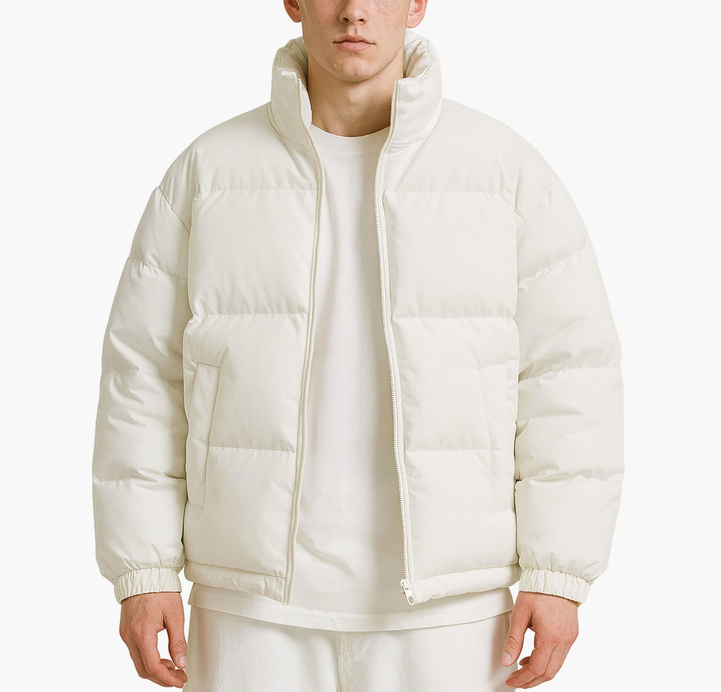 Men’s Heavy-Duty Winter Jacket – Stand-Collar Full-Zip Outdoor Coat