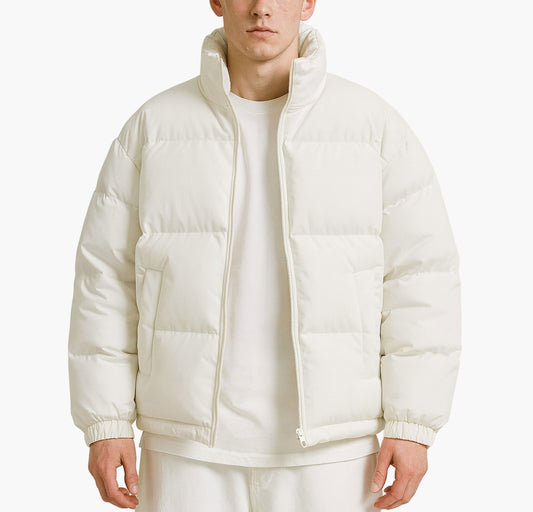 Men’s Heavy-Duty Winter Jacket – Stand-Collar Full-Zip Outdoor Coat