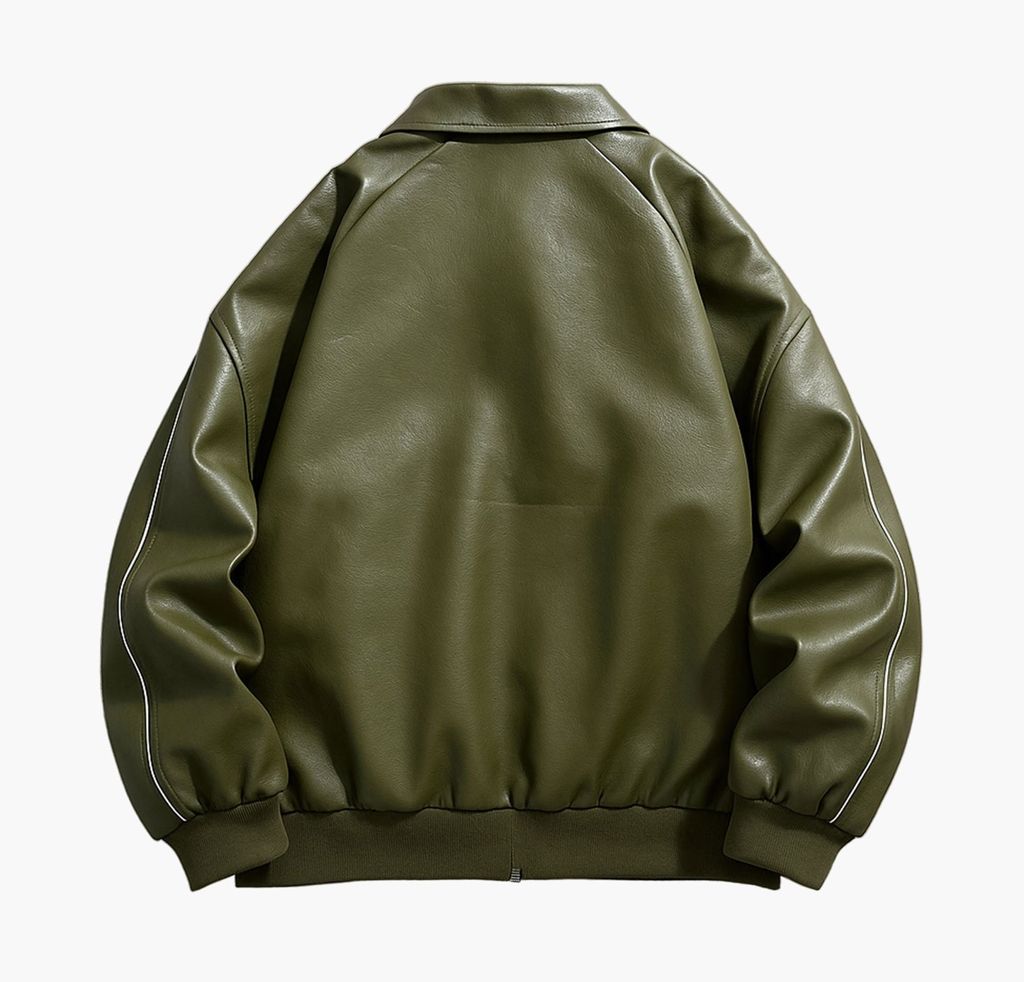 Men’s Stylish Windproof PU Jacket – Black with White Stripes