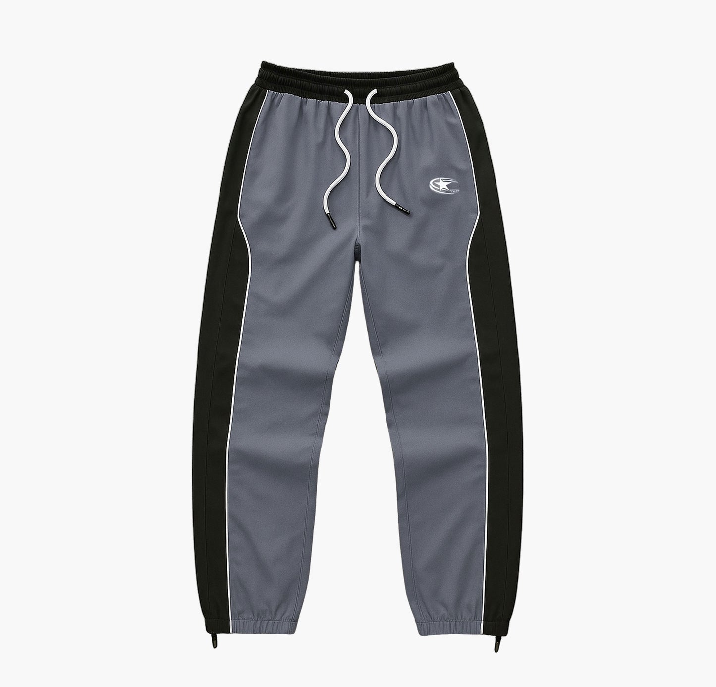 Men’s Geometric Color Block Joggers – Gray & Black Straight-Leg Casual Pants