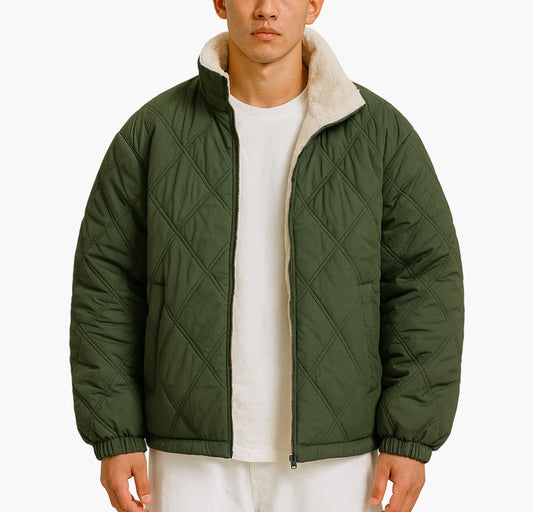 Men’s Heavy-Duty Winter Jacket – Stand-Collar Full-Zip Outdoor Coat