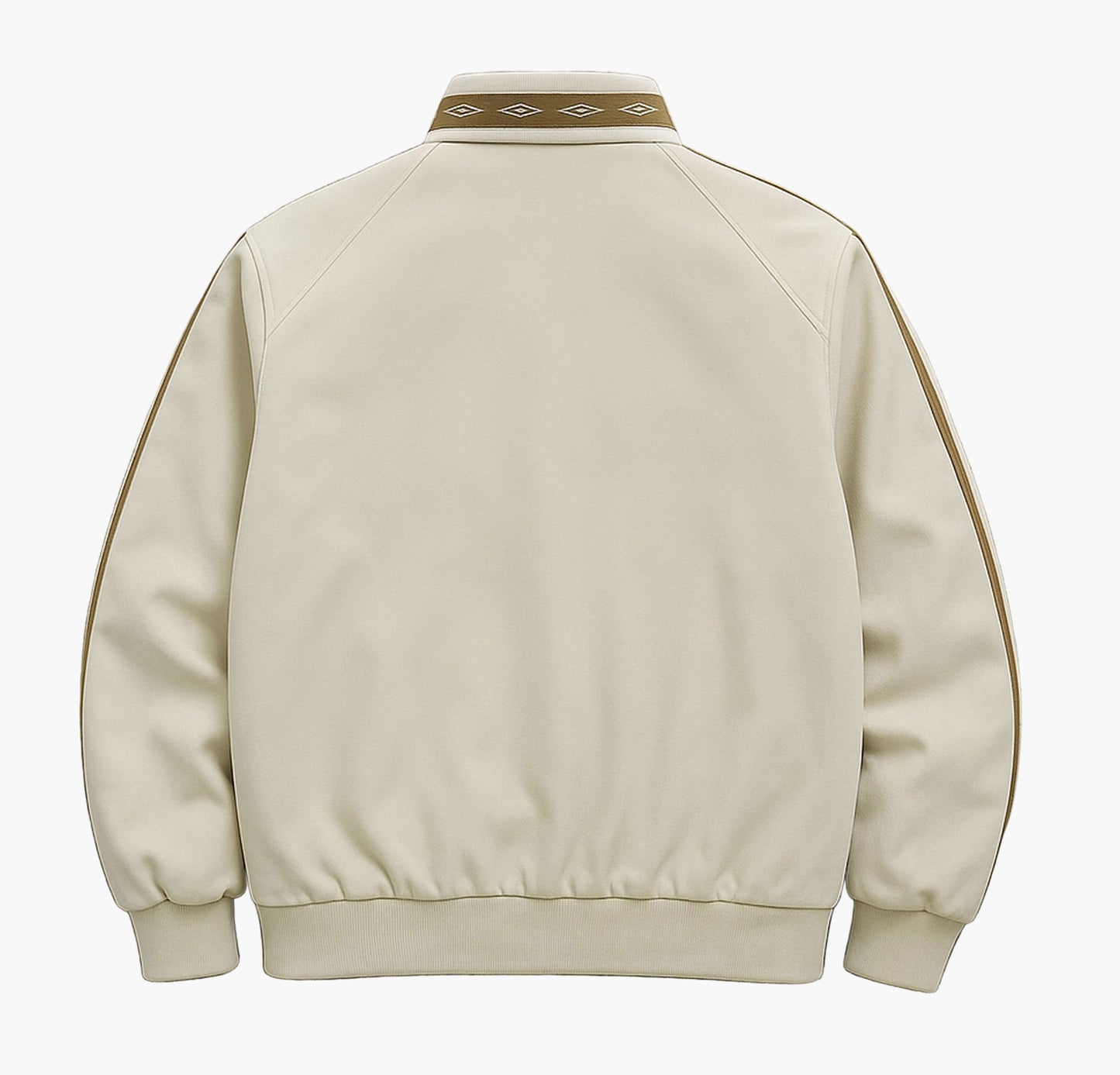 Men’s Lightweight Bomber Jacket – Beige Zip-Up Coat with Golden Accents