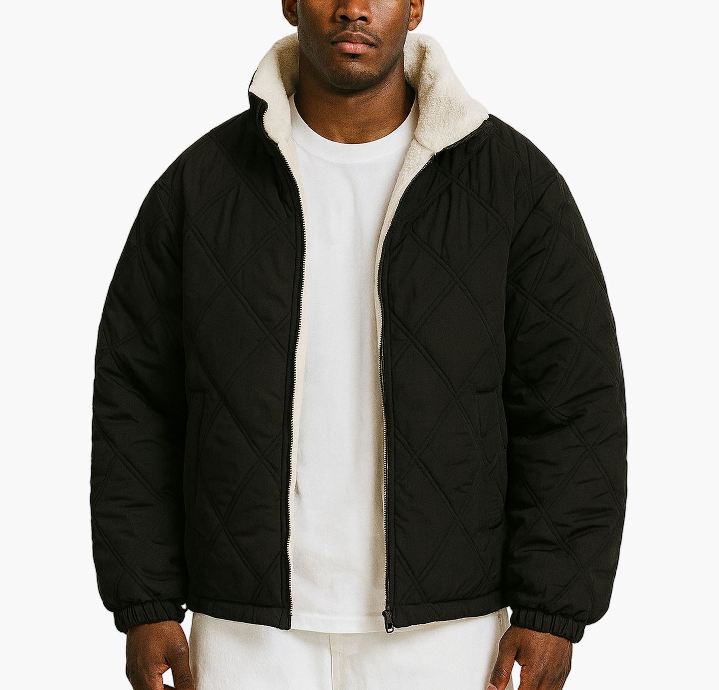 Men’s Thermal Insulated Winter Jacket – Heavy-Duty Full-Zip Stand-Collar Coat