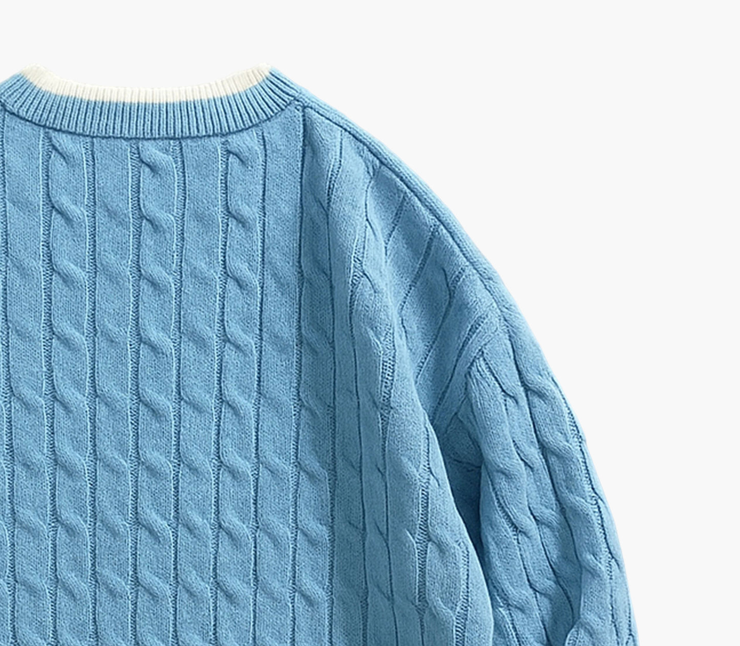 Men’s Navy Blue Cable-Knit Sweater – Classic Crewneck Pullover for All Seasons